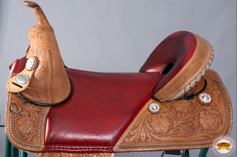 HILASON Western Horse Treeless Trail Barrel American Leather Saddle