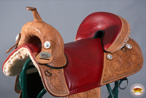 HILASON Western Horse Treeless Trail Barrel American Leather Saddle