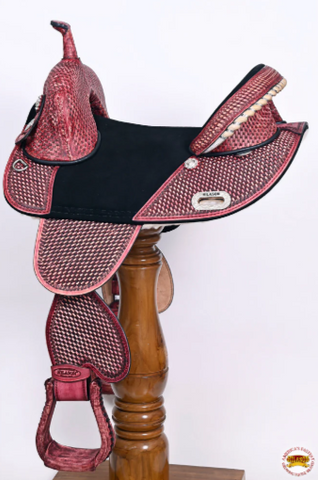 HILASON Western Horse Trail Barrel Racing American Leather Saddle