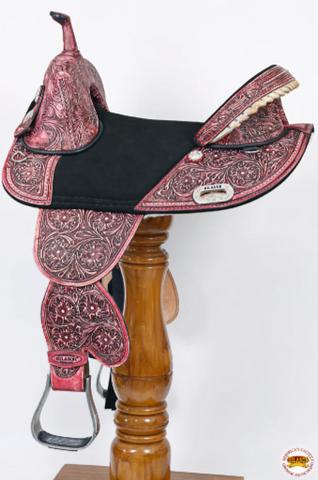 HILASON Western Horse Treeless Trail Barrel American Leather Saddle