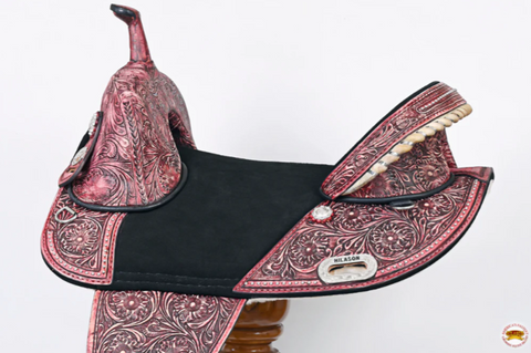 HILASON Western Horse Treeless Trail Barrel American Leather Saddle