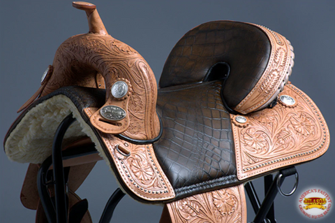 HILASON Western Horse Treeless Trail Barrel Racing American Leather Saddle