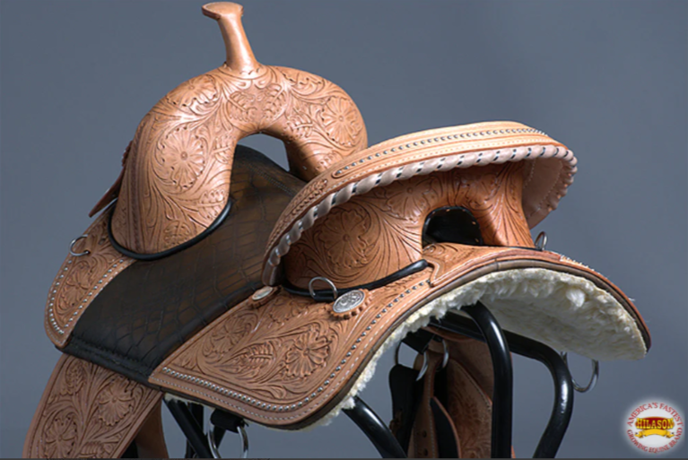 HILASON Western Horse Treeless Trail Barrel Racing American Leather Saddle