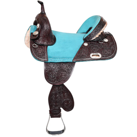 HILASON Western Horse Treeless Trail Barrel American Lather Saddle