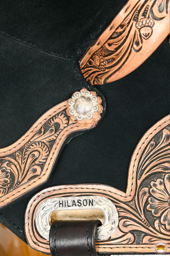 HILASON Flex Tree Western Horse Floral Trail Barrel American Leather Saddle Black