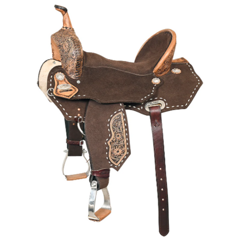 HILASON Flex Tree Western Horse Stud Trail Barrel American Leather Saddle Black