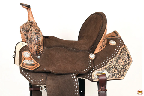 HILASON Western Horse Flex Tree Barrel Trail in American Leather Saddle Brown