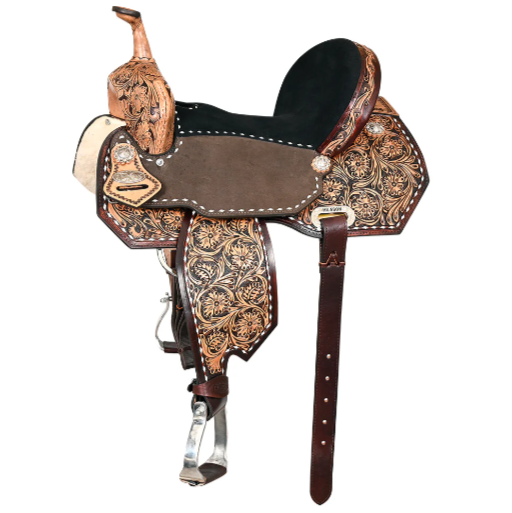 HILASON Flex Tree Western Horse Buckstitch Trail Barrel American Leather Saddle Brown