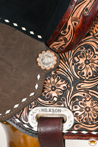 HILASON Flex Tree Western Horse Buckstitch Trail Barrel American Leather Saddle Brown