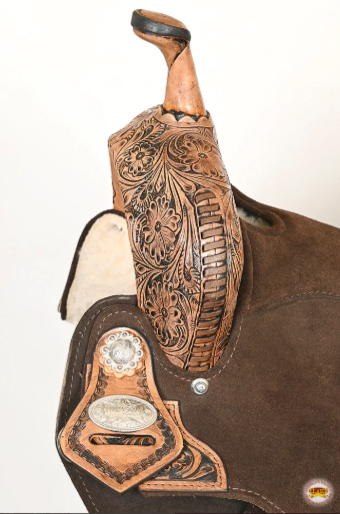 HILASON Flex Tree Western Horse Floral Trail Barrel American Leather Saddle Brown