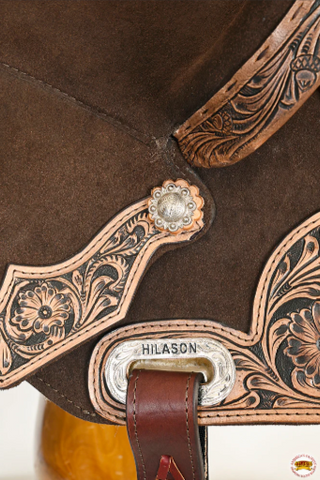 HILASON Flex Tree Western Horse Floral Trail Barrel American Leather Saddle Brown