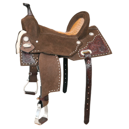 HILASON Flex Tree Western Horse Buckstitch Floral Trail Barrel American Leather Saddle Brown