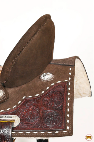 HILASON Flex Tree Western Horse Buckstitch Floral Trail Barrel American Leather Saddle Brown