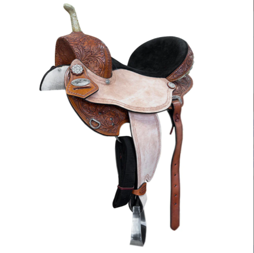 HILASON Western Horse Barrel Flex Tree Trail Genuine American Leather Saddle Mahogany