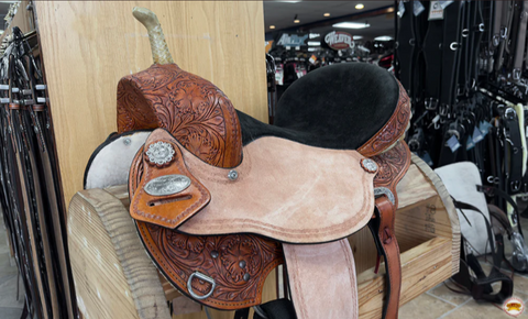 HILASON Western Horse Barrel Flex Tree Trail Genuine American Leather Saddle Mahogany