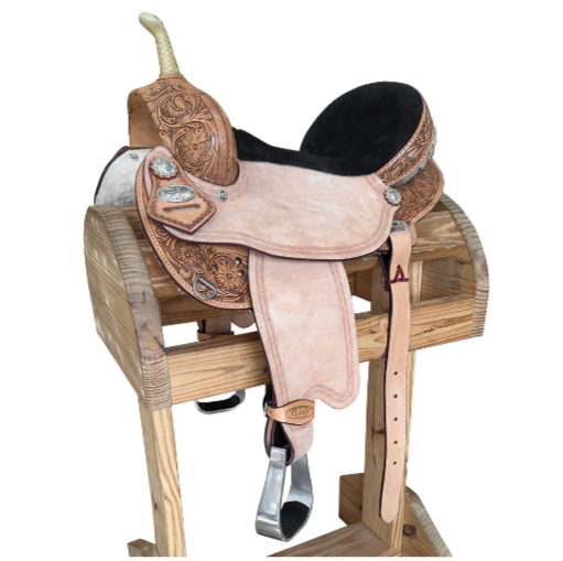 Hilason Western Horse Flex Tree Floral Barrel Trail Hand Tooled American Leather Saddle Tan