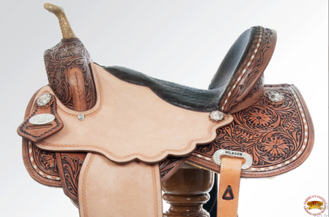 HILASON Flex Tree Western Horse Saddle in American Leather Barrel Trail