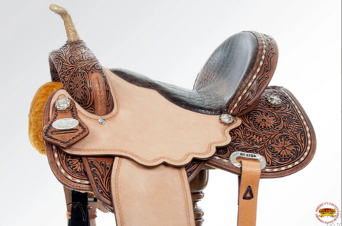 HILASON Flex Tree Western Horse Saddle in American Leather Barrel Trail