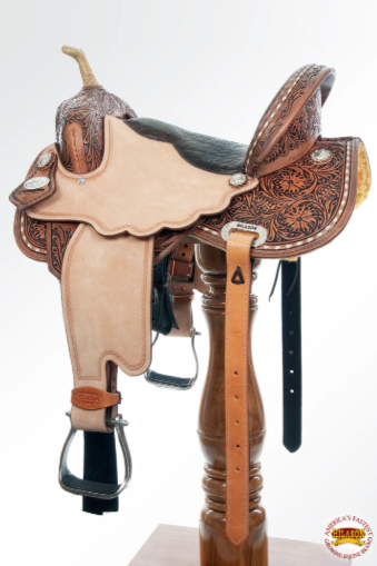 HILASON Flex Tree Western Horse Saddle in American Leather Barrel Trail