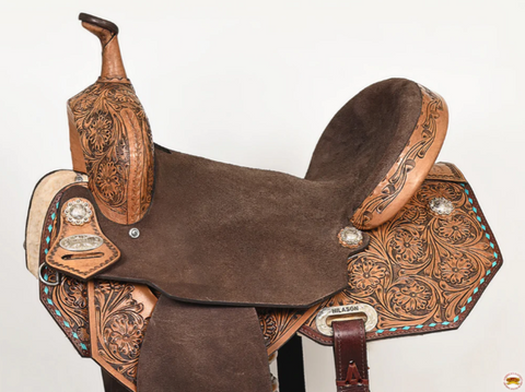 HILASON Flex Tree Western Horse Saddle American Leather Barrel Trail