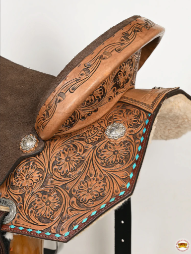 HILASON Flex Tree Western Horse Saddle American Leather Barrel Trail