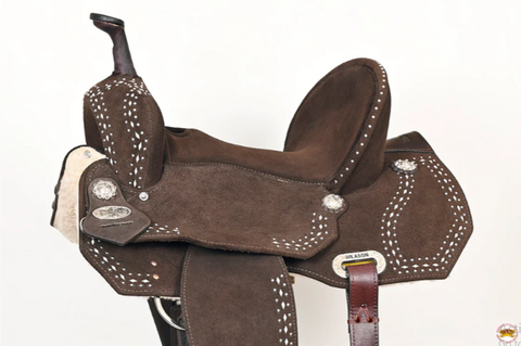 HILASON Flex Tree Western Horse Buckstitch Trail Barrel American Leather Saddle Brown