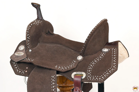 HILASON Flex Tree Western Horse Buckstitch Trail Barrel American Leather Saddle Brown