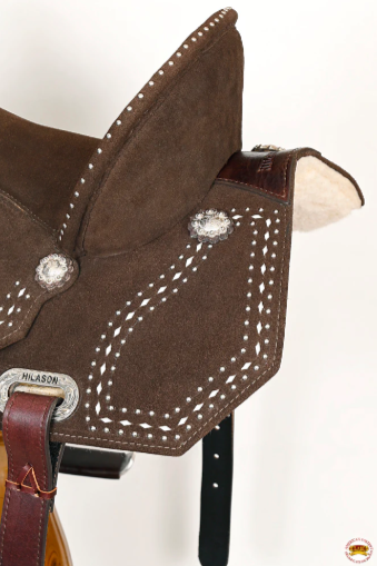 HILASON Flex Tree Western Horse Buckstitch Trail Barrel American Leather Saddle Brown