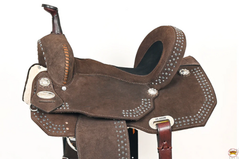 HILASON Flex Tree Western Horse Stud Trail Barrel American Leather Saddle Brown