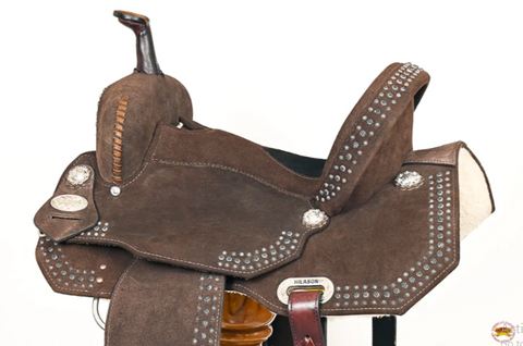 HILASON Flex Tree Western Horse Stud Trail Barrel American Leather Saddle Brown