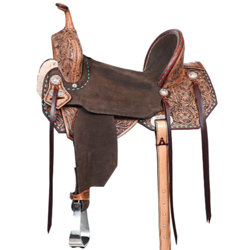 HILASON Flex Tree Western Horse Saddle in American Leather Barrel Trail