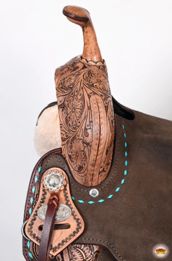 HILASON Flex Tree Western Horse Saddle in American Leather Barrel Trail