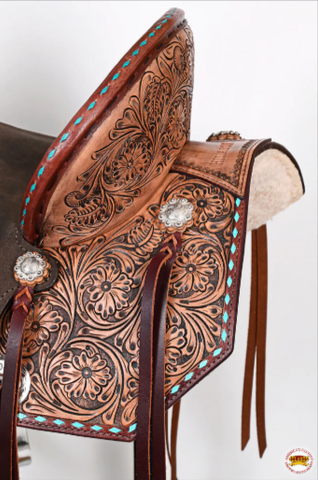 HILASON Flex Tree Western Horse Saddle in American Leather Barrel Trail