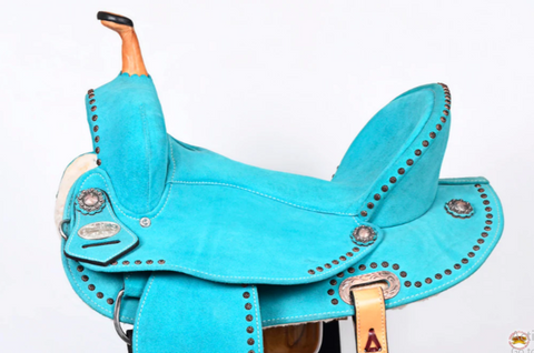 Hilason Western Horse Flex Tree Barrel Trail In Suede Leather Saddle & Biothane Leather Tack Set