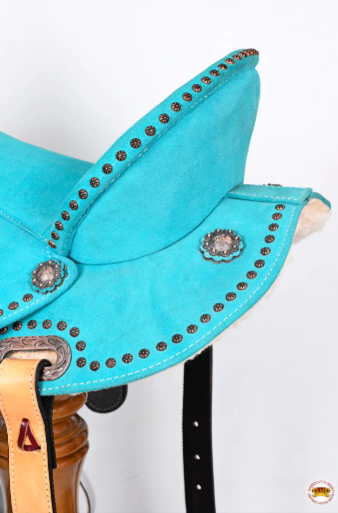 Hilason Western Horse Flex Tree Barrel Trail In Suede Leather Saddle & Biothane Leather Tack Set