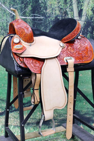 HILASON Flex Tree Western Horse Saddle American Leather Trail Barrel