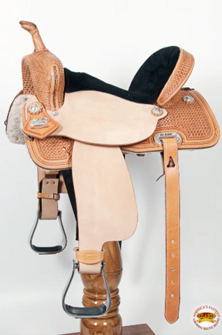 HILASON Flex Tree Western Horse Saddle in American Leather Barrel Trail