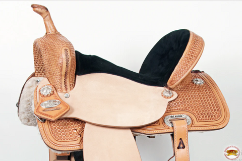 HILASON Flex Tree Western Horse Saddle in American Leather Barrel Trail