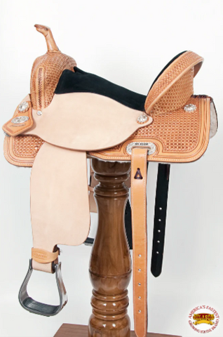 HILASON Flex Tree Western Horse Saddle in American Leather Barrel Trail