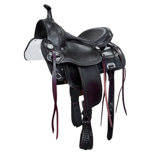 HILASON Western Horse Barrel Flex Tree Trail Genuine American Leather Saddle Mahogany