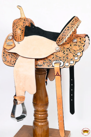 HILASON Western Horse Saddle American Leather Treeless Trail Barrel