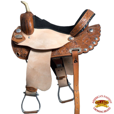 HILASON Western Horse Treeless Saddle American Leather Trail Barrel Tack