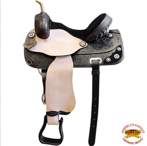 HILASON Western Horse Treeless Saddle American Leather Trail Barrel Tack