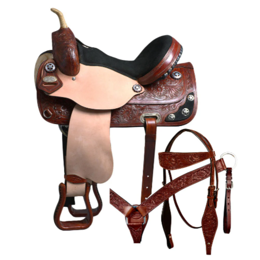 HILASON Western Horse Treeless Saddle American Leather Trail Barrel Tack