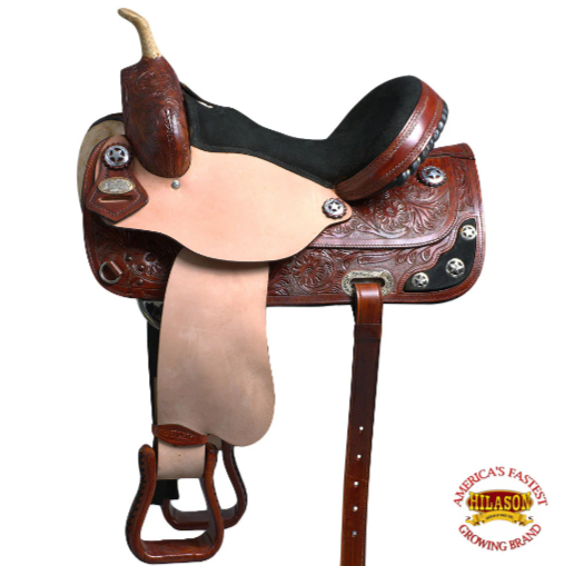 HILASON Western Horse Treeless Saddle American Leather Trail Barrel Tack