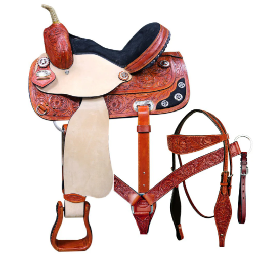 HILASON Western Horse Treeless Saddle American Leather Trail Barrel