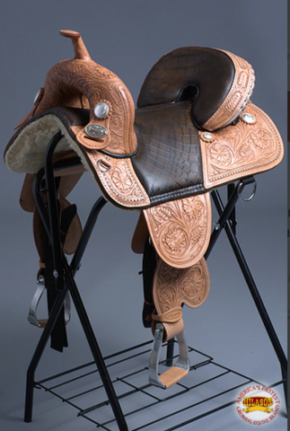 HILASON Western Horse Treeless Trail Barrel Racing American Leather Saddle