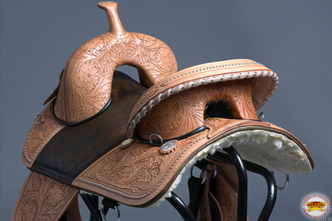 HILASON Western Horse Treeless Trail Barrel Racing American Leather Saddle