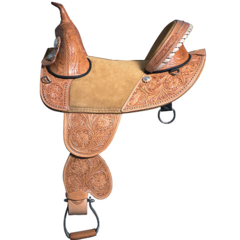 HILASON Western Classic Treeless Trail Barrel American Leather Saddle