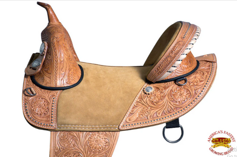 HILASON Western Classic Treeless Trail Barrel American Leather Saddle